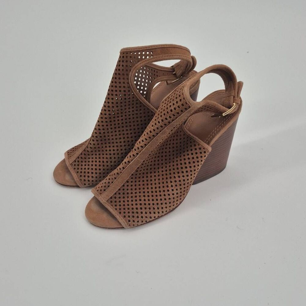 TORY BURCH Jesse Perforate Suede Heeled Sandals Size 8